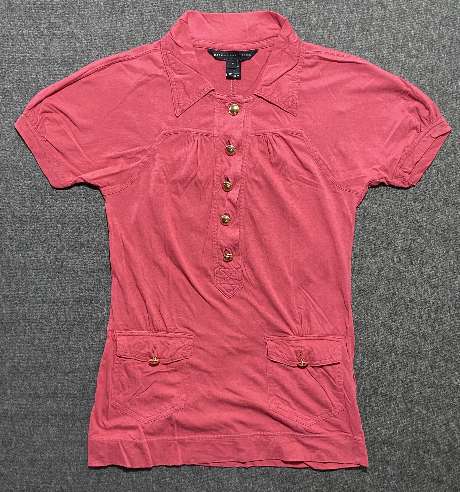 Marc By Marc Jacobs Women’s Tunic Top Size S Designer Gold Buttons