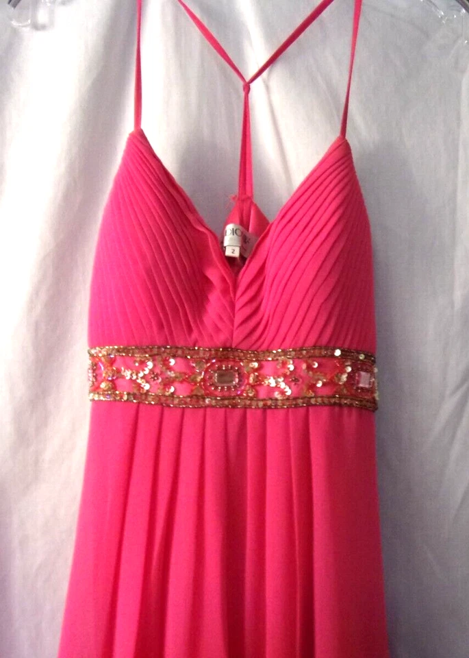 Studio S.W./ Sue Wong Long Pink Gown Deaded Waist Size 2 100% Poly VGC - Image 2 of 4