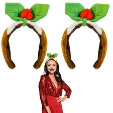 Lizzy 2 x Christmas Pudding Head Bopper | Children Adult Fancy dress Costume Acc