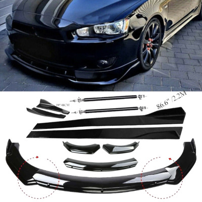 For Mitsubishi Lancer Front Bumper Lip Spoiler Splitter Body Kit+Side Skirt