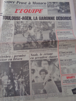 L'Equipe Journal 12/05/1986 - une grande Finale Toulouse / Agen Rugby