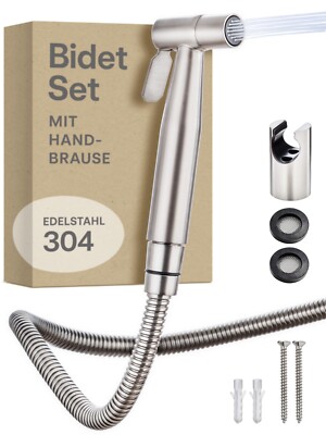 Bidet Brause Set Schlauch + Halter Dusche Edelstahl Hand WC Duschkopf Hygiene Po