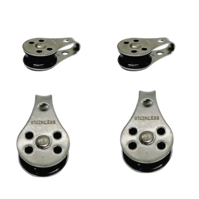 1/4'' Marine Pulley Block Wire Rope Hoist Lift Puller T304 Stainless Steel 4 Pcs