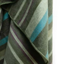 SOFT & WARM STRIPED ALPACA LLAMA WOOL BLANKET QUEEN BED SOFA OLIVE GREEN