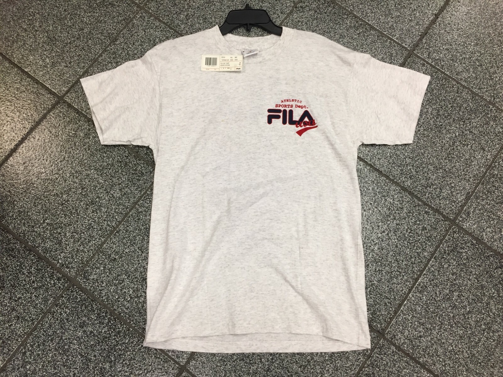 T shirt maglietta M nuova con etichette Deadstock Vintage Fila USA grigia TShirt