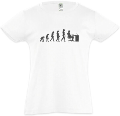 Office Evolution Kids Girls T-Shirt Fun Nerd Computer Science Scientist Gamer
