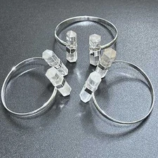 Quartz Crystal Point Adjustable Cuff Bangle Bracelet (Silver Plated) Jewelry