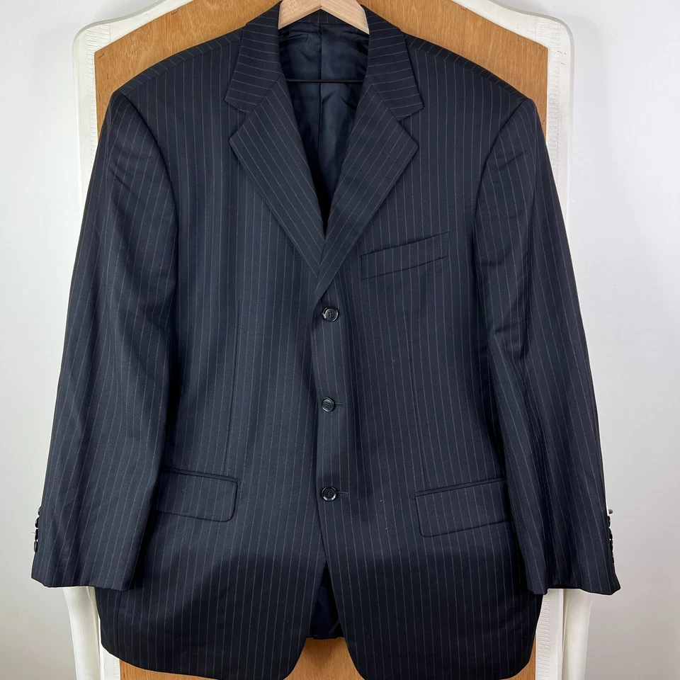 Pal Zileri Suit Mens 46R Midnight Navy Blue Pinstripe 100% Wool Canvased 42x29 - Image 2 of 4