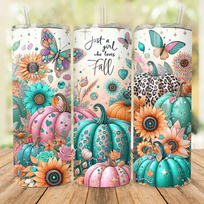 just a girl who loves Fall Design, Skinny 20oz Tumbler W/ Lid & Straw