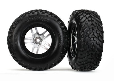 Traxxas 6874 Kumho Tires On Split Spoke Wheels - Satin Chrome Black For RC Cars