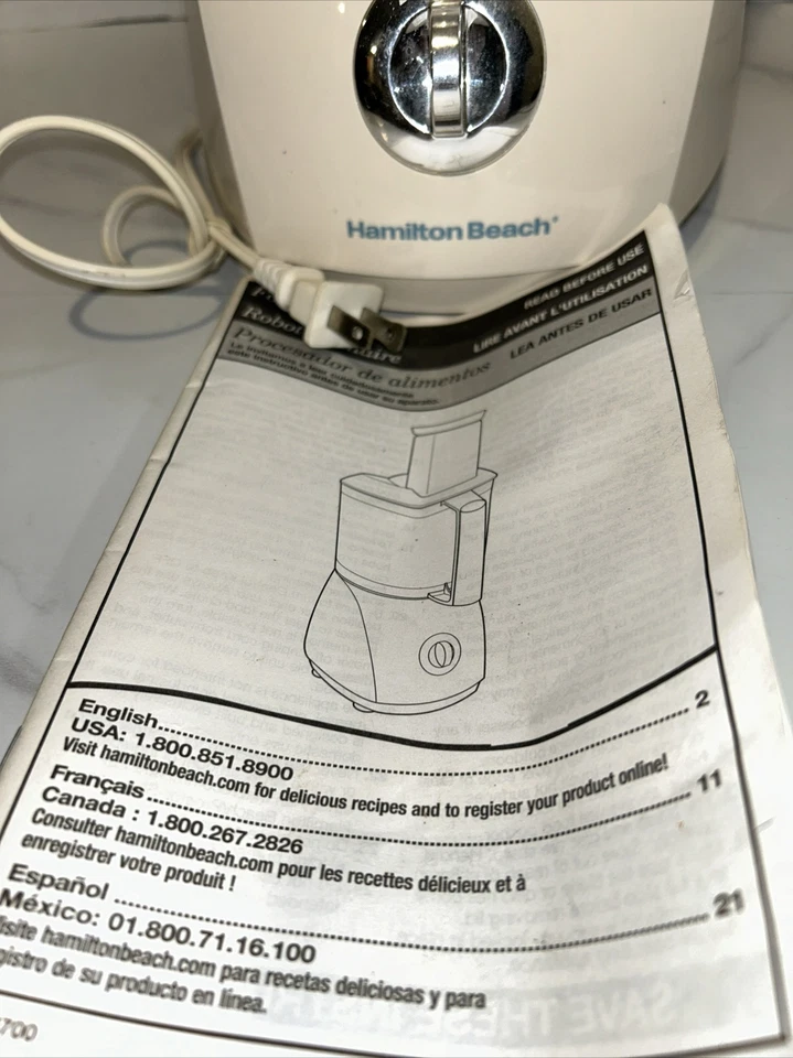 Hamilton Beach 21OP Food Processor. English ,Spanish Directions Works! Nice - Image 2 of 4