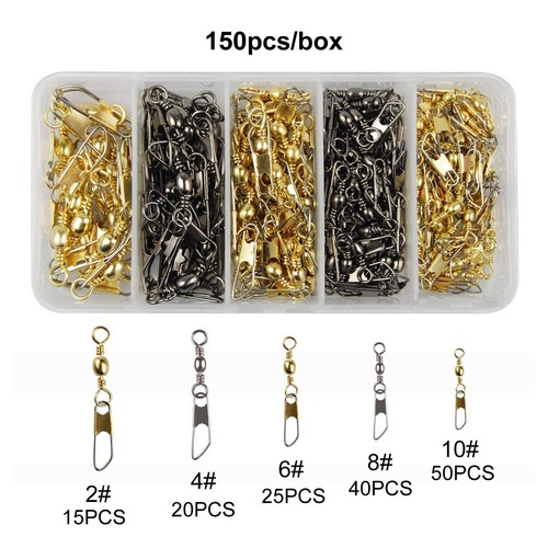Fishing Swivels Snaps Kit Rolling Barrel Swivel Lure Connector Tackle Box 1#-10# - Picture 32 of 48