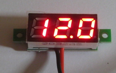 Self Powered DC Panel Mount Mini Voltmeter - 2.5 to 30 VDC Meter - Red .28'' Digi