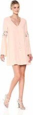 Sugarlips Women's Once in A While Lace Dress Size M Blush Bell Sleeves Front Tie