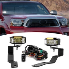 3.5'' LED Pods Ditch Light Kit - Amber DRL+Strobe For 2005-2015 Toyota Tacoma
