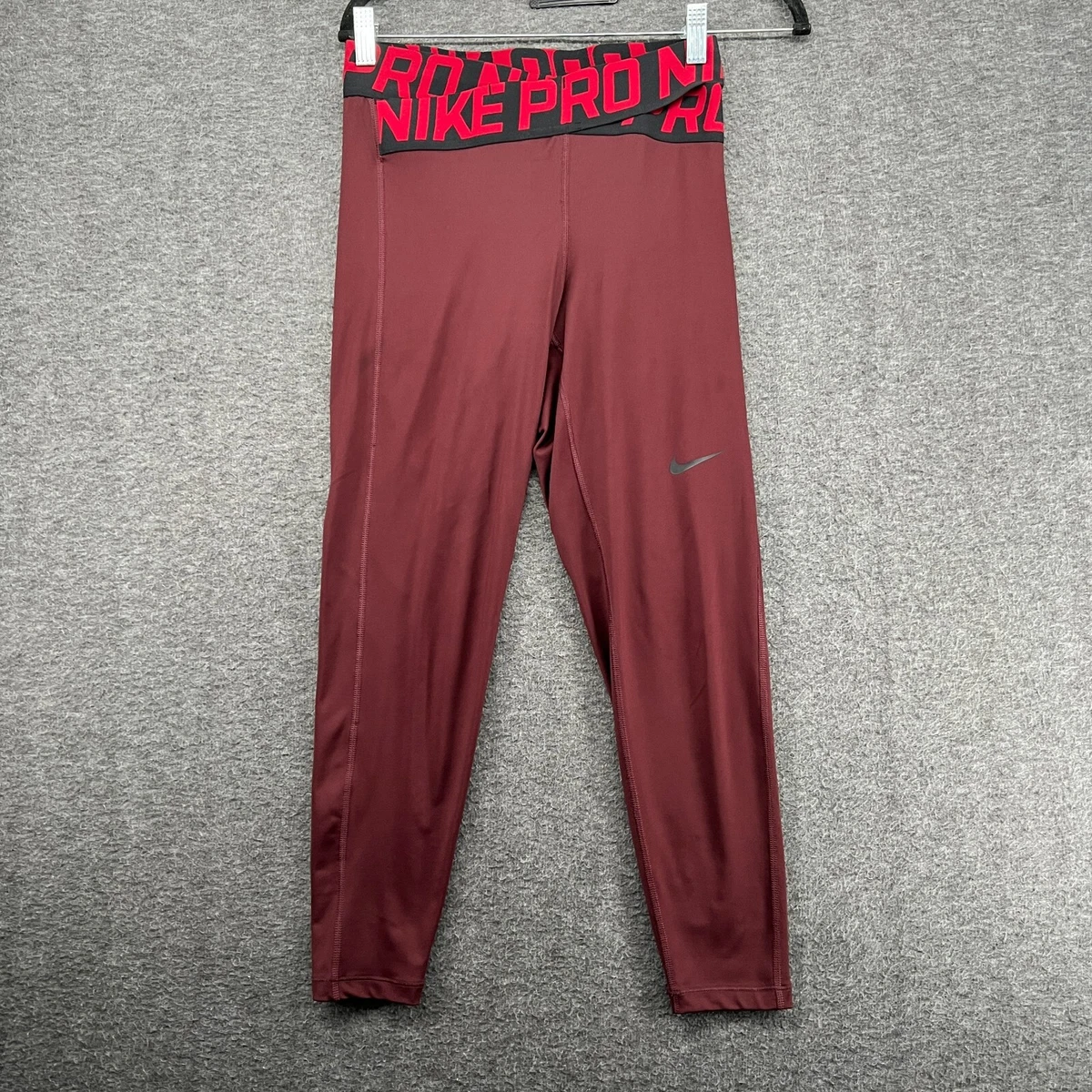 Nike Pro Leggings Womens Small Red 7/8 Intertwist Training Crossover Crop  Aj3927