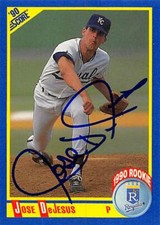 Jose DeJesus autographed Baseball Card Kansas City Royals 1990 Score #587 Rookie