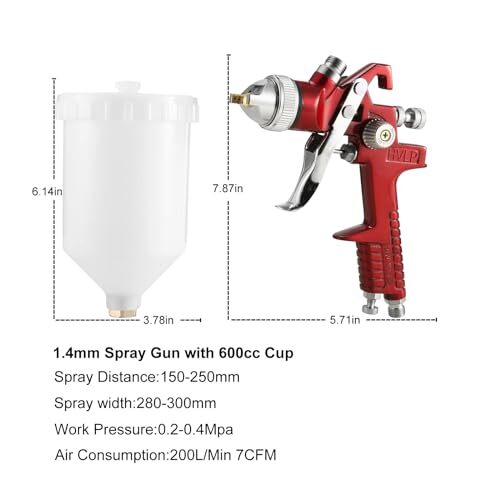 HVLP Air Gravity Spray Gun Set, 2Pcs Sprayer Paint Gun with 0.8mm 150ml