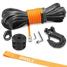 SHALL 1/4"x50 ft Synthetic Winch Rope 10,000LBS Winch Line for ATV UTV Offroad