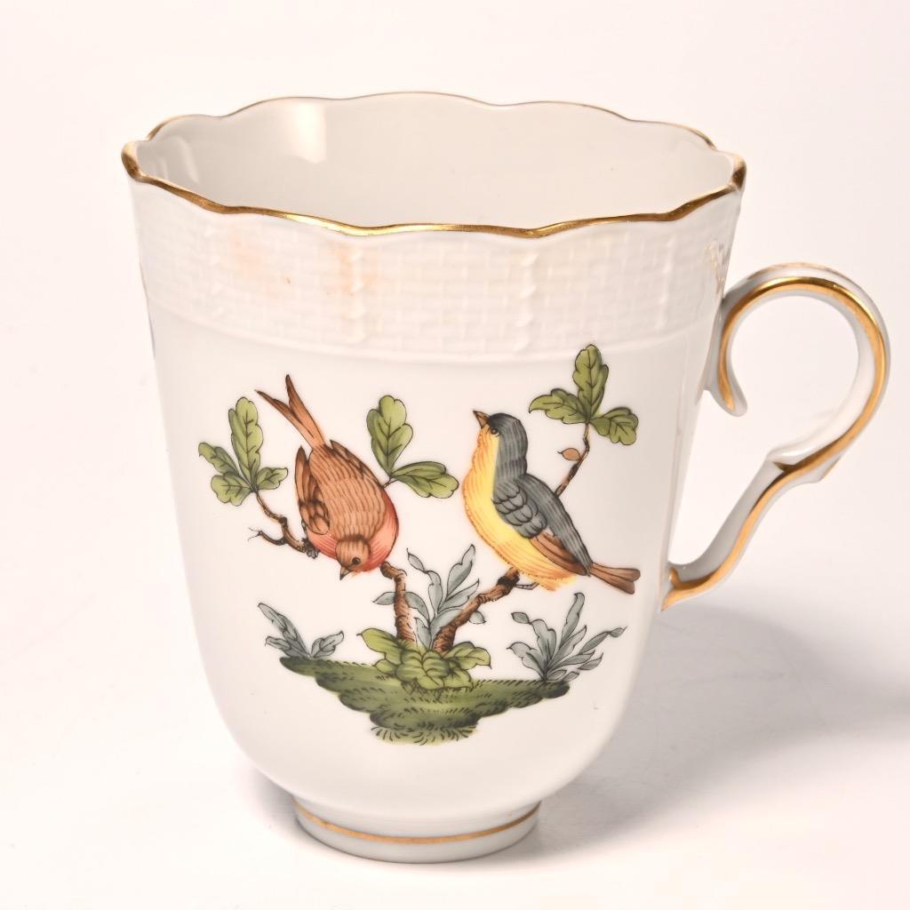 Herend Hungary 713/RO Rothschild Bird Trembleuse Tea Cup & Saucer