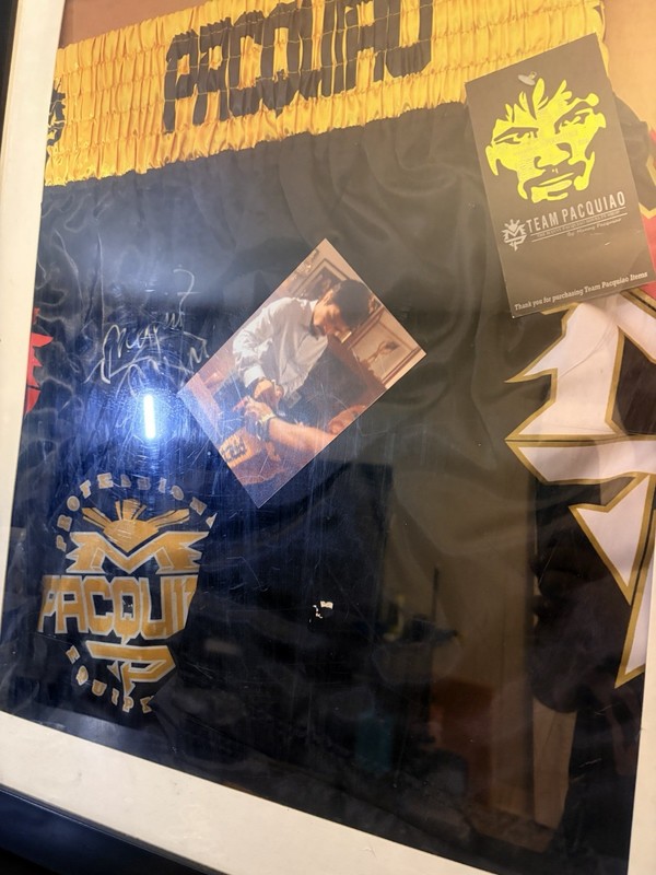 Framed Nike Boxing Shorts Signed By Manny Pacquiao Picture Included.