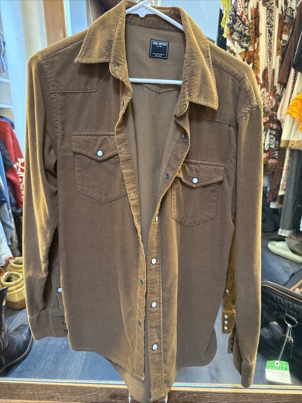 Todd Snyder Western Shirt Corduroy Cotton Pearl Snap Brown Sz S
