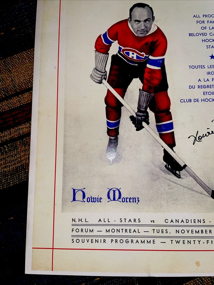 1937 NHL HOCKEY HOWIE MORENZ  MEMORIAL GAME RP COVER PHOTO AUTOGRAPHED BY JUNIOR - Image 2 of 4