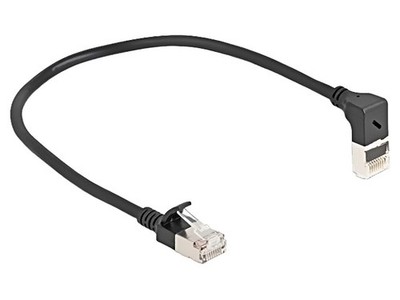 80285 Patch cord S/FTP Kat: 6a 0,25m LSZH schwarz 30AWG halogenfrei DELOCK