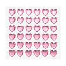 144 Pcs Heart Rhinestone 10mm Self Adhesive Gems Stickers Pink