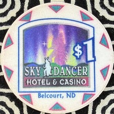 Chip de casino Sky Dancer $1 Belcourt, Dakota del Norte V1221