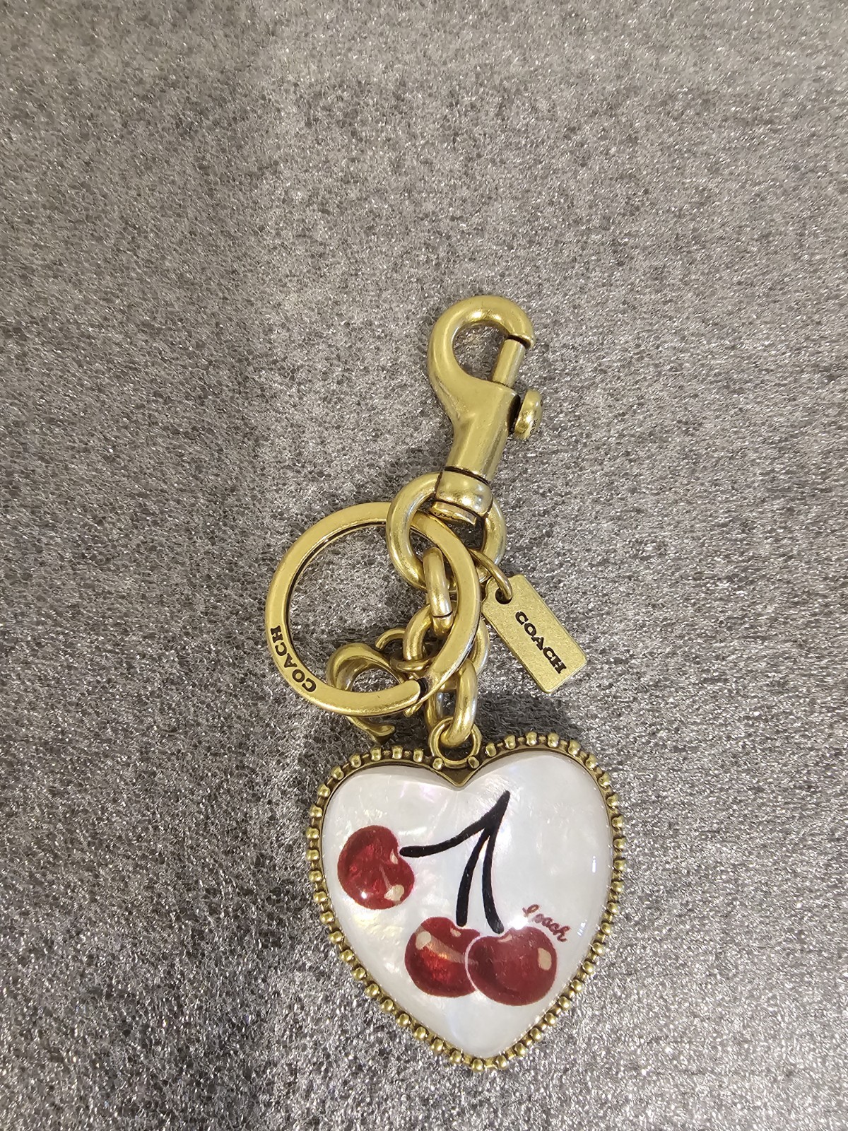 Coach Cherry Resin Heart Bag Charm