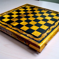 Scacchiera vintage solo tavolo giochi in legno intagliato x grande 16" / 41 cm