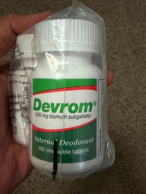 2 Bottles Devrom  Chewable Tablets (internal deodorant), 100 tablets per bottle