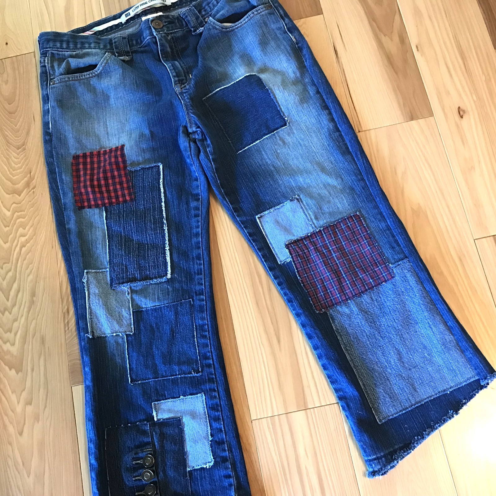 Upcycled Patchwork Jeans, Cropped Gap: Handmade R… - image 14