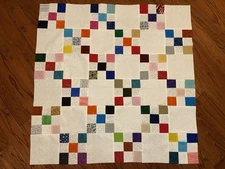 Scrappy Irish Chain Baby Quilt Top  - Lots of Color