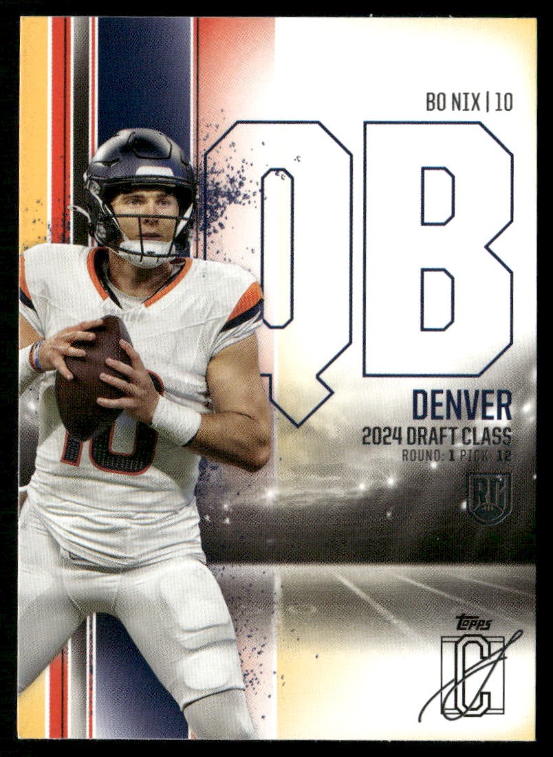 Bo Nix 2024 Topps Signature Class #100 Red & Yellow Exclusive RC