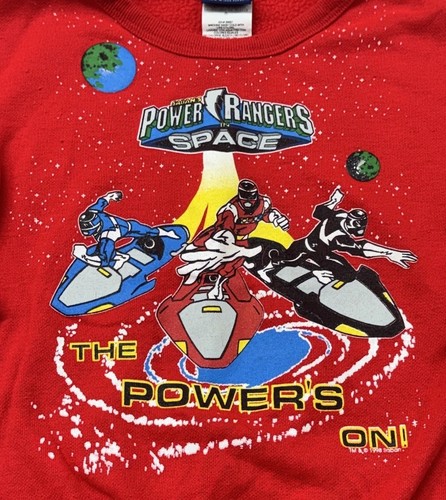 Vintage 90s Power Rangers in Space Sweatshirt Youth Kids Size 6 Red Saban 1998 - Picture 7 of 8