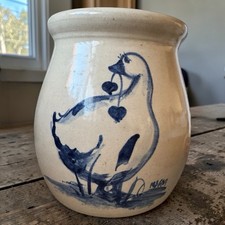 Vintage Country Duck Marshall TX Stoneware Utensil Holder Kitchen Canister Crock