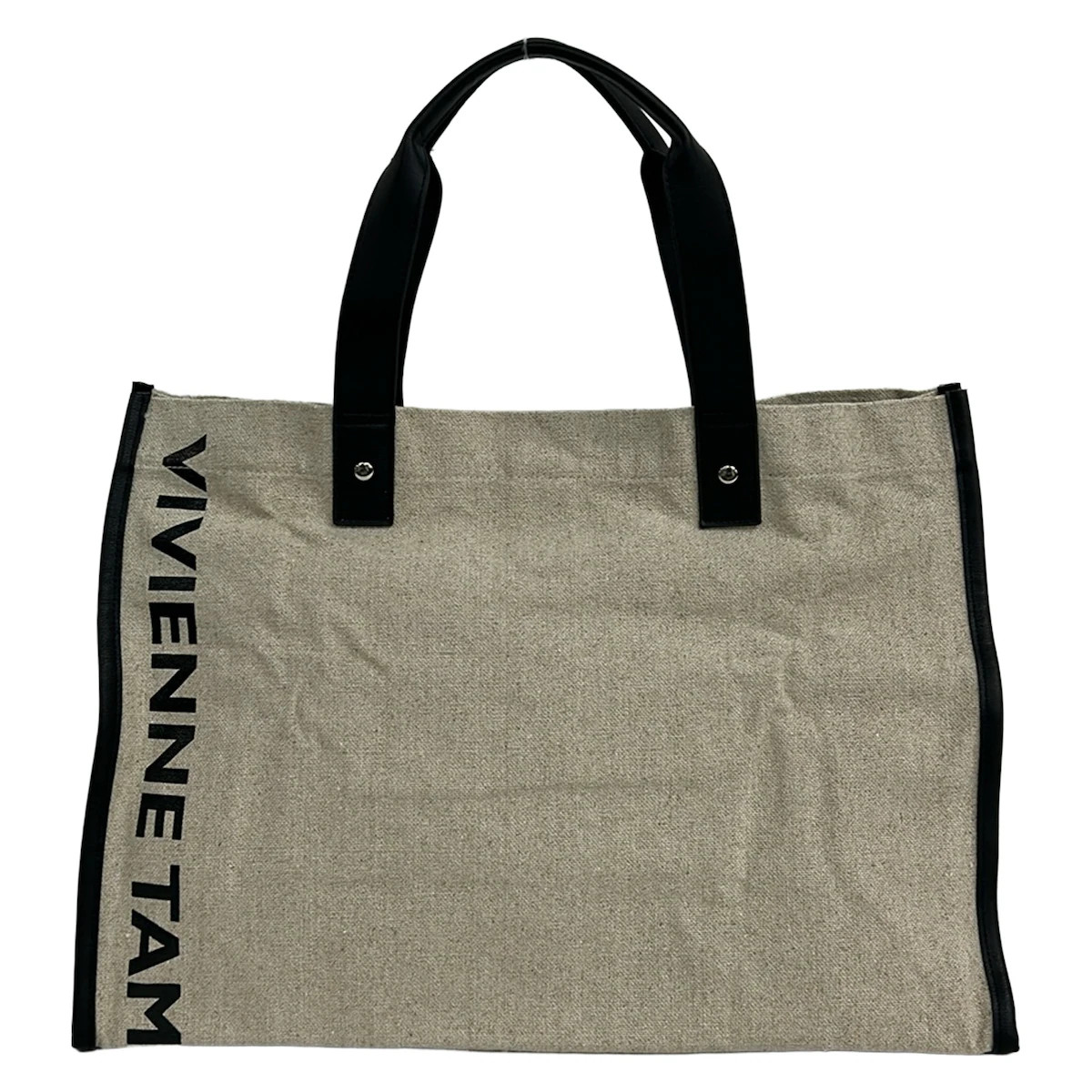 小物 vivienne tam , white leather VIVIENNE TAM - Natural color (Kinari) Black Hemp Leather Tote Bag