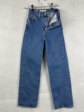 Levi's Ribcage Straight Jeans Womens 23 Blue Medium Wash High Rise Stretch Denim