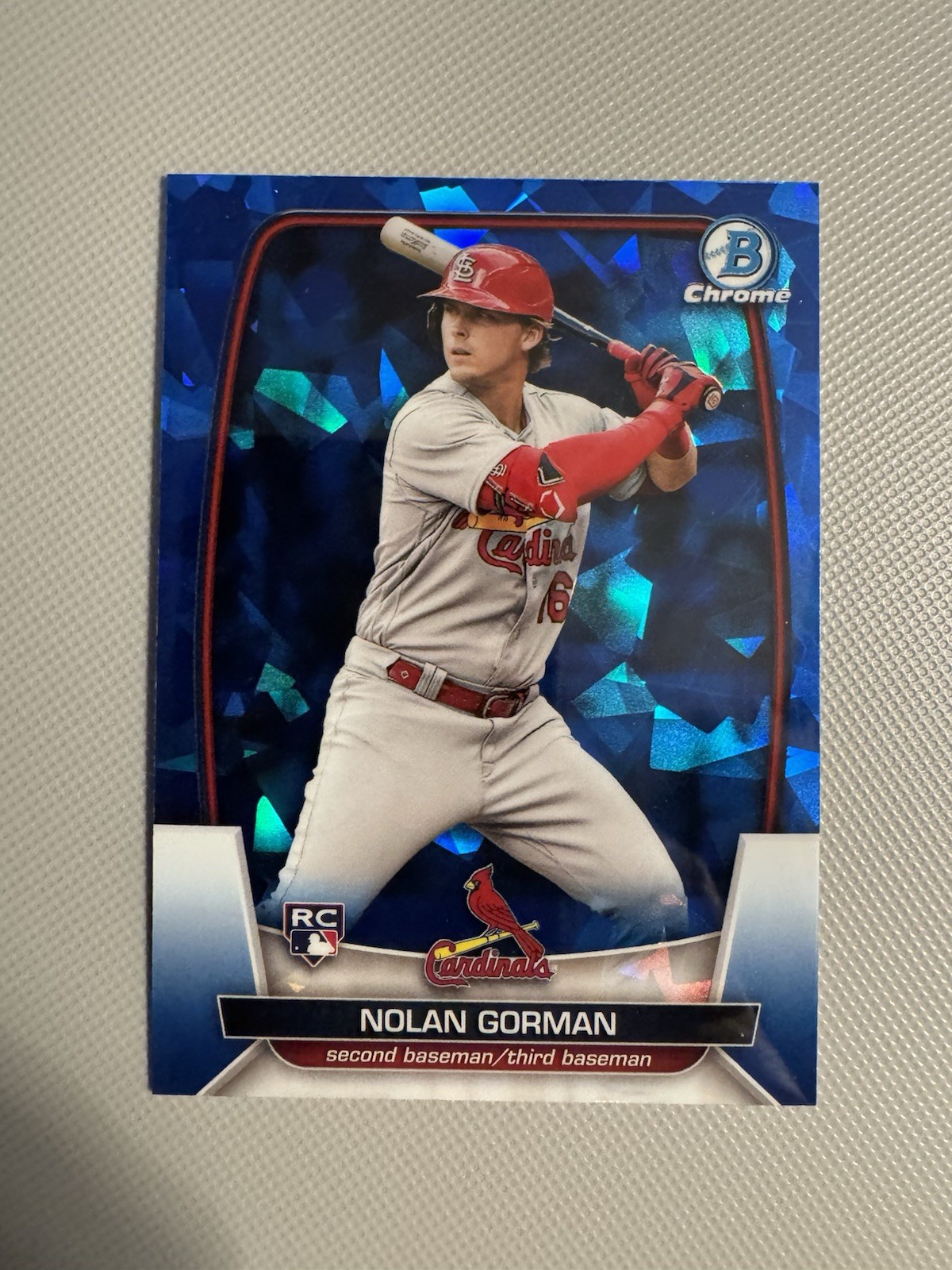 2023 Bowman Chrome Sapphire Nolan Gorman RC Rookie #48 Cardinals