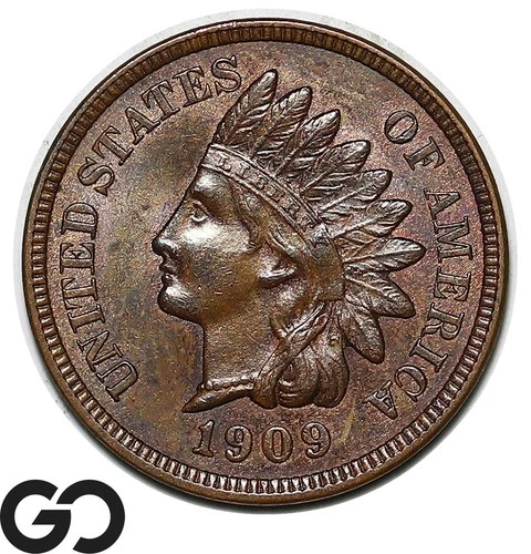 1909 Indian Head Cent Penny, Choice BU++ Final Year Issue