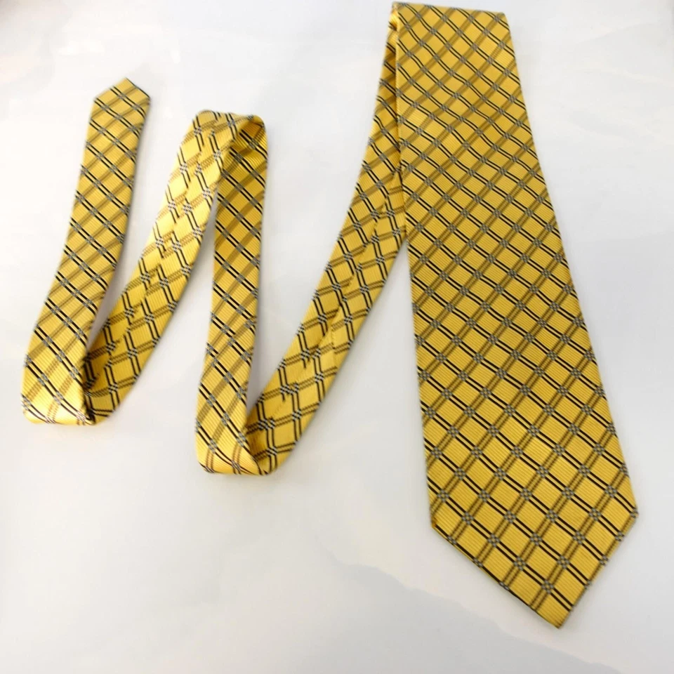 Vestido de seda acanalado vintage VALERIO GARATI con corbata en el cuello para hombre dorado diamante cruz Foto 3 de 4