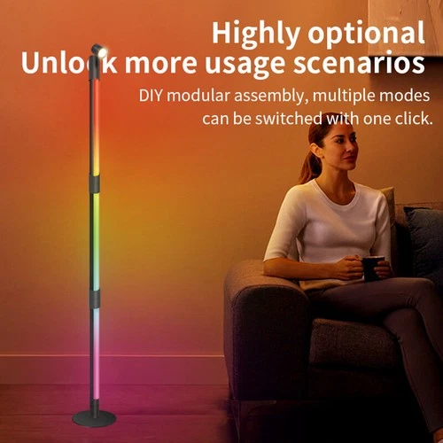 Smart RGB IC LED Corner Floor Lamp App Remote Control Music Sync Color Changing