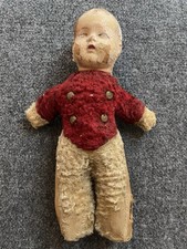 VINTAGE/ANTIQUE DUTCH BOY DOLL CELLULOID HEAD, STRAW STUFFED CLOTH BODY 13.5