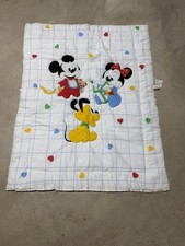 Vintage Dundee 1984 Quilted Baby Crib Blanket Mickey Minnie Pluto Friends Nice 