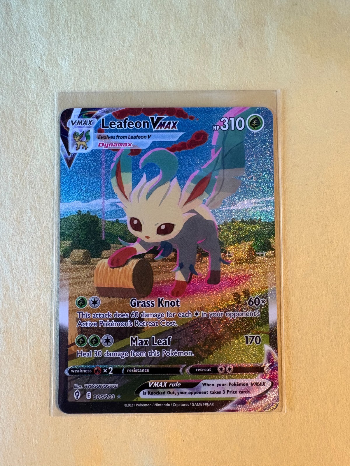 Leafeon VMAX 205/203 Evolving Skies 2021 Full Art Secret Rare Holo 1