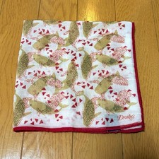 DRAKE'S Pocket Square Whale Sea Print White Red 42cm 16.5" Made in Italy Rare