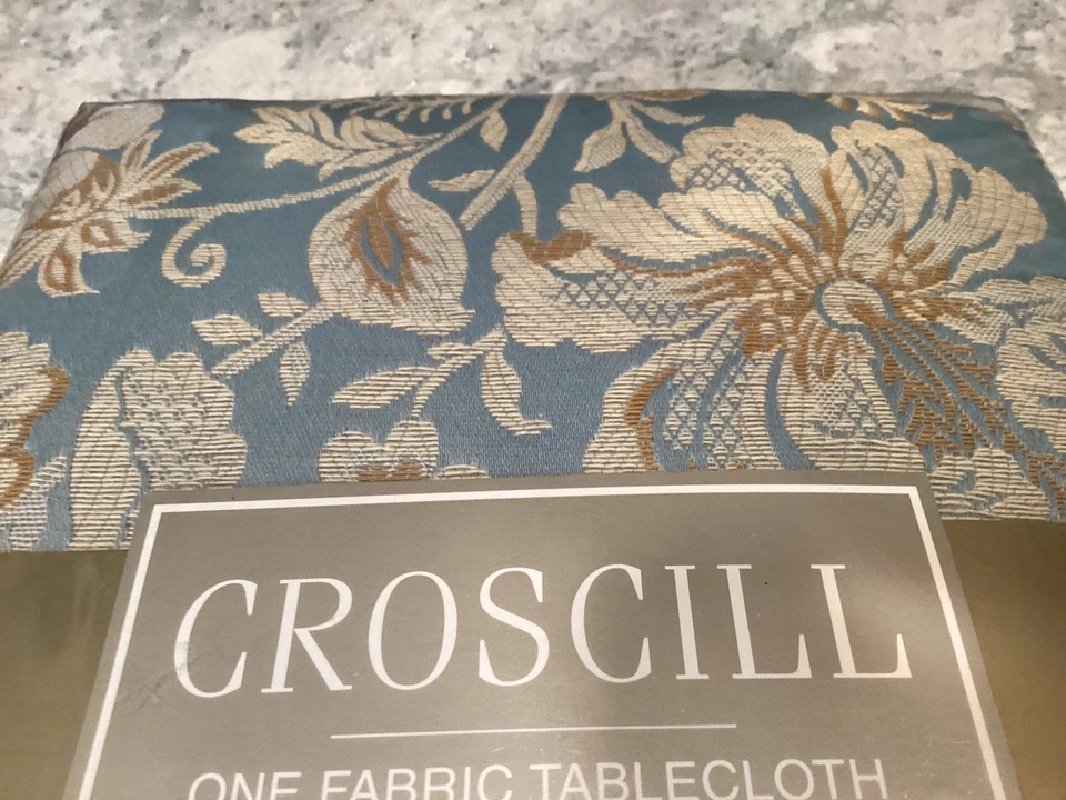 Croscill Napoleon Fabric Tablecloth 60 X 84” Blue Gold Multi Rare NEW - Image 4 of 4