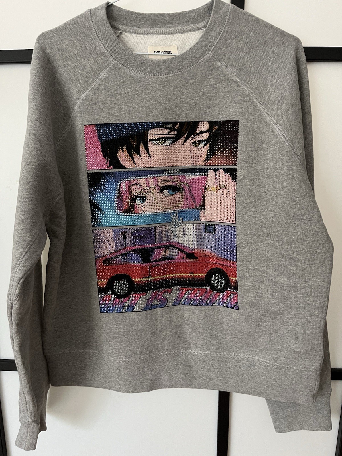 Sudadera ZADIG & VOLTAIRE Upper Moon Car Anime Gris Nueva con Etiquetas Talla S